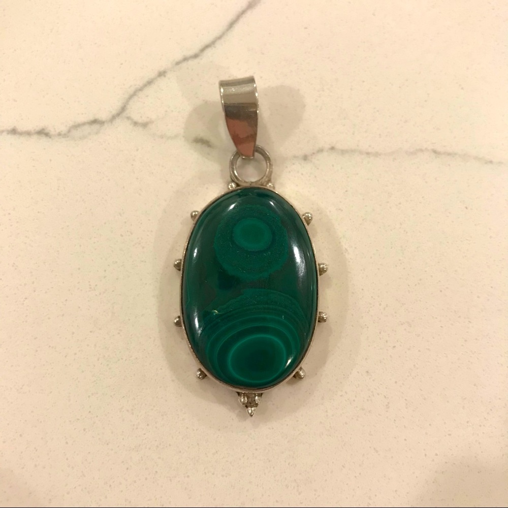 Sterling silver and malachite pendant